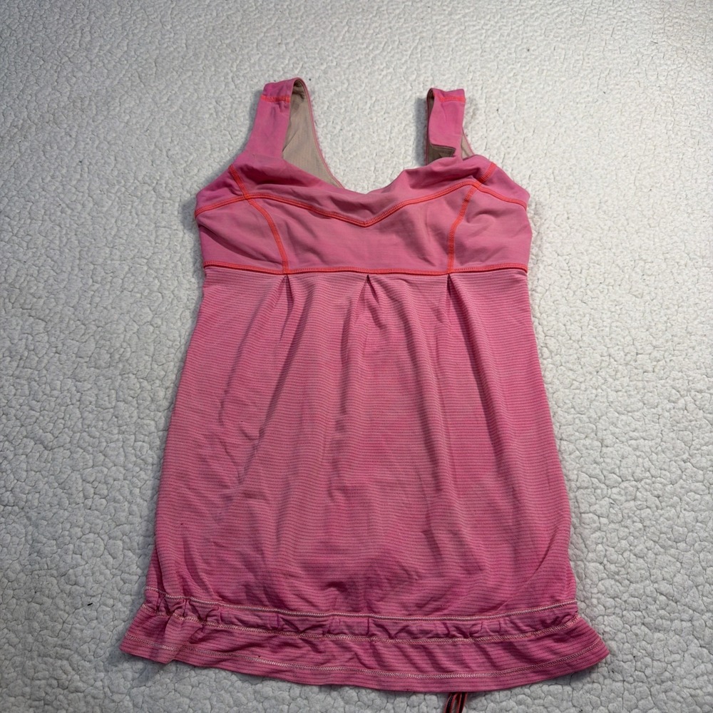 Lululemon Run tame me  Tank Womens 6 Pretty Pink Stripe rare 2012 release date